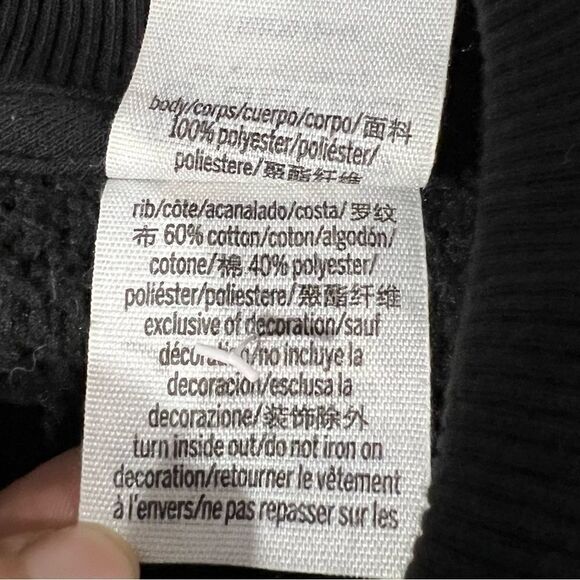 PINK Victoria Secret Sherpa Fleece Pullover 3/4 Zip Crop Black Sweater  Sz L - Picture 9 of 10